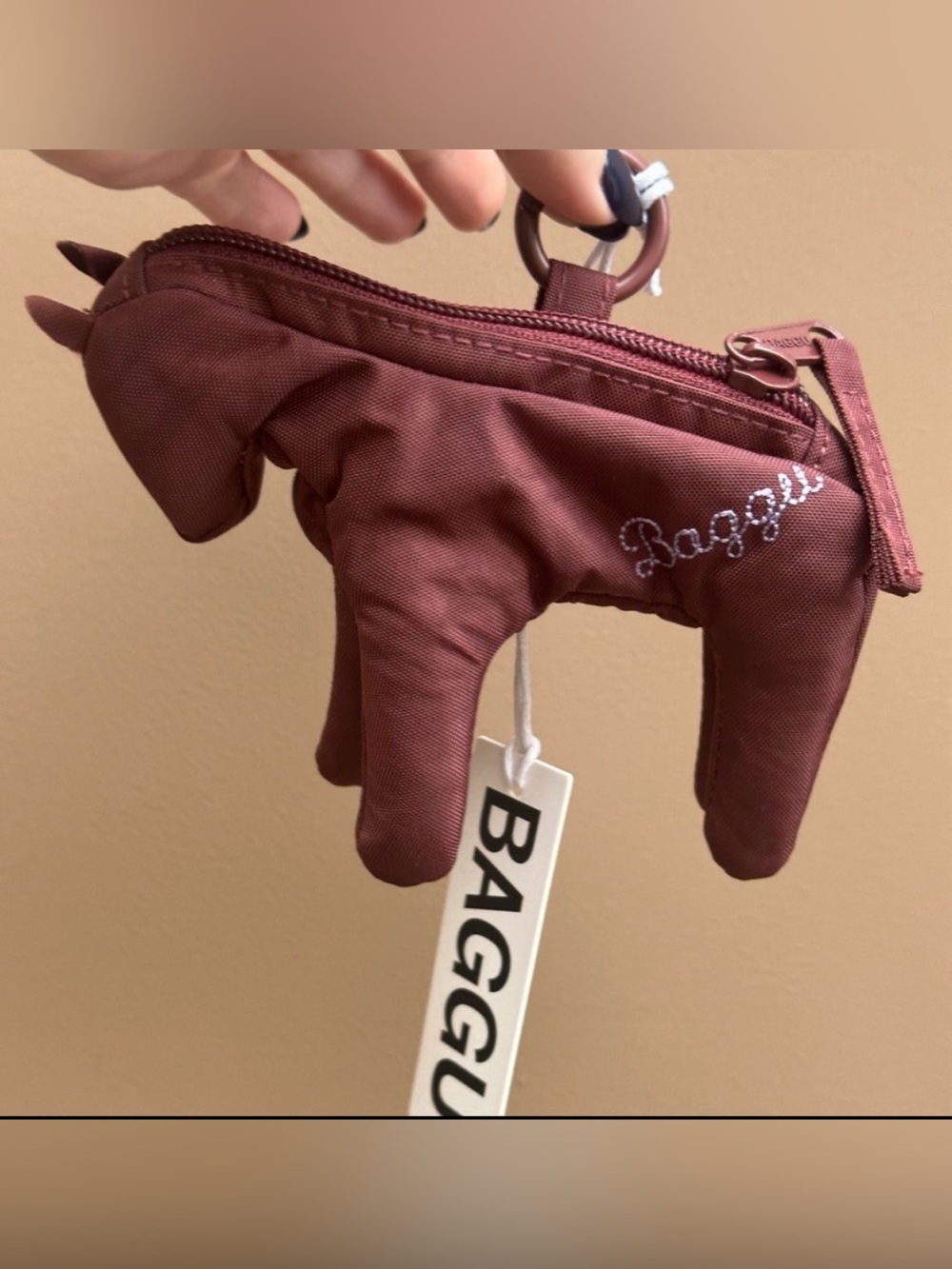 NEW! BAGGU horse charm in mahogany & embroidered logo NWT